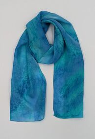 silk scarf matching the clear blue of an October sky in the PAWilds